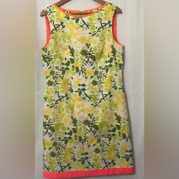 T Tahari Floral Midi Dress - Yellow and Green size 12 pit to pit 19 - Picture 1 of 6
